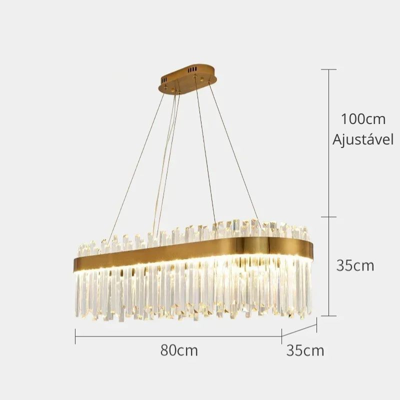 Lustre Pendente de Luxo em Cristais de Vidro Bellagio Ledz