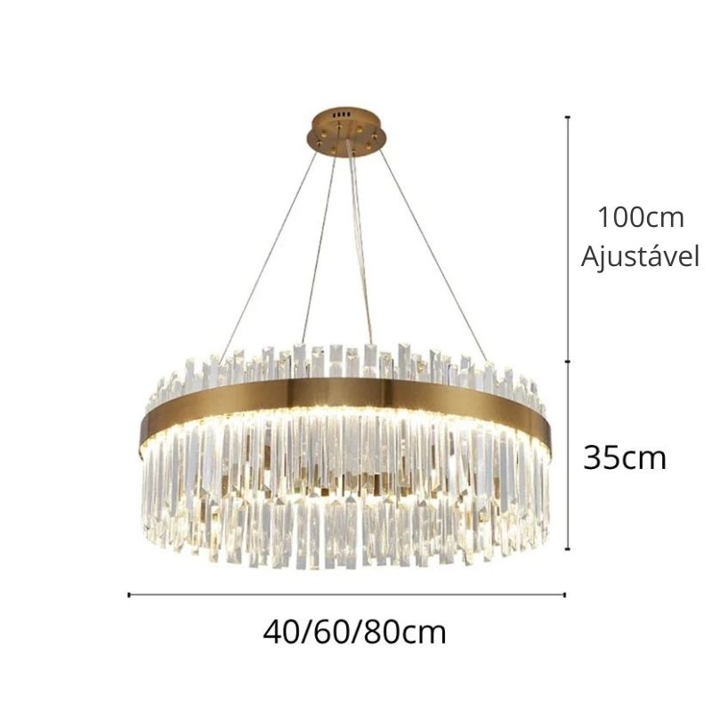 Lustre Pendente de Luxo em Cristais de Vidro Bellagio Ledz