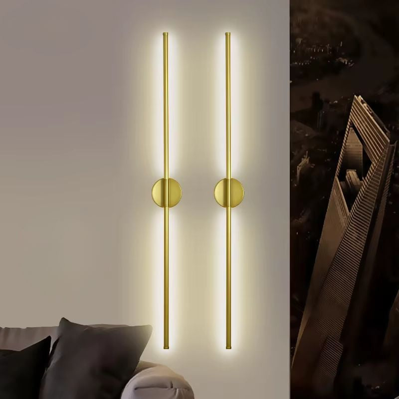 Luminária Arandela de Parede Nordico LED - Dourado/Preto - 60cm/100cm