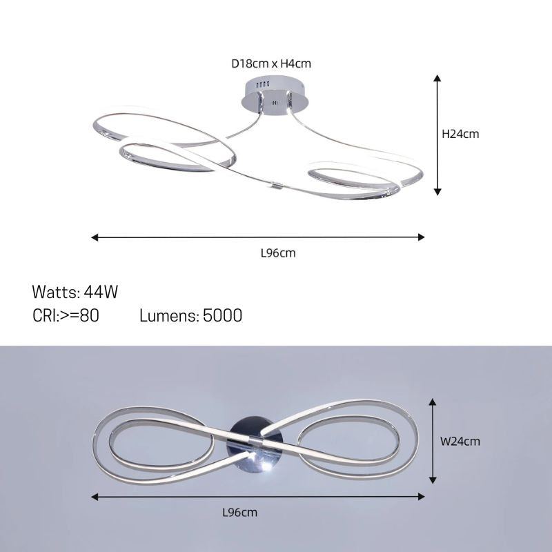 Lustre Luminária de Teto Plafon de Luxo Fluence LEDZ - Dourado/Prata/Preto – 75cm/96cm