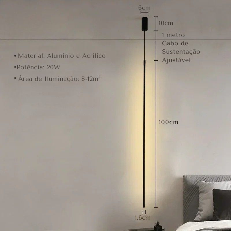 Lustre Pendente Minimalista Linear Ultra Slim Ravello LEDZ – 50cm/80cm/100cm