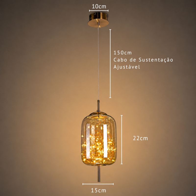 Lustre Pendente de Luxo Design Italiano Fio de Fada Vivare LEDZ – Fumê / Âmbar