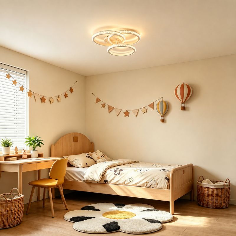 Luminária de Teto Plafon de Sobrepor 3 Arcos Efeito Cristal Genebra LEDZ - Branco ou Preto