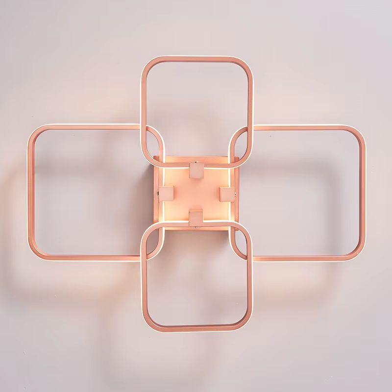 Lustre Luminária de Teto Minimalista Circular/Quadrado Rose Gold Vittara LEDZ – Com Controle Remoto e App de Celular