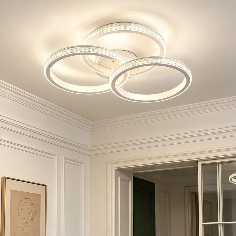 Luminária de Teto Plafon de Sobrepor 3 Arcos Efeito Cristal Genebra LEDZ - Branco ou Preto