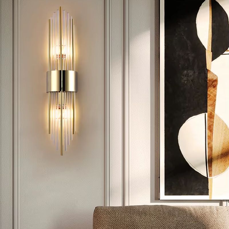 Luminária Arandela de Parede Feixes Led - Dourado/Preto - 35cm