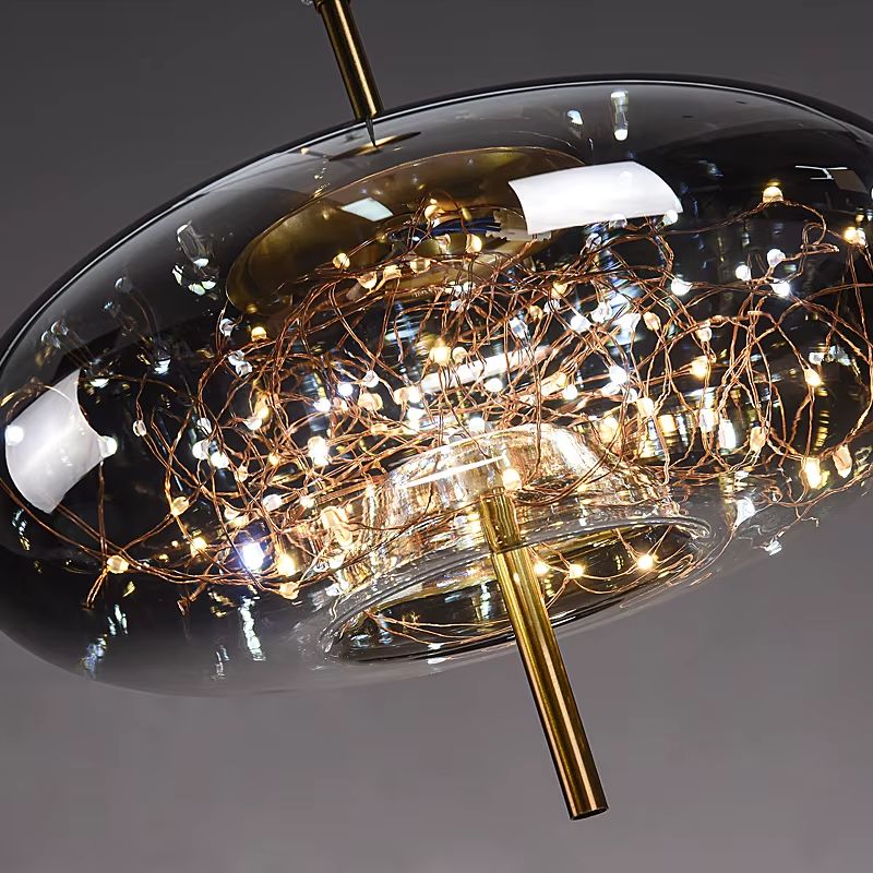 Lustre Pendente de Luxo Design Italiano Fio de Fada Vivare LEDZ – Fumê / Âmbar