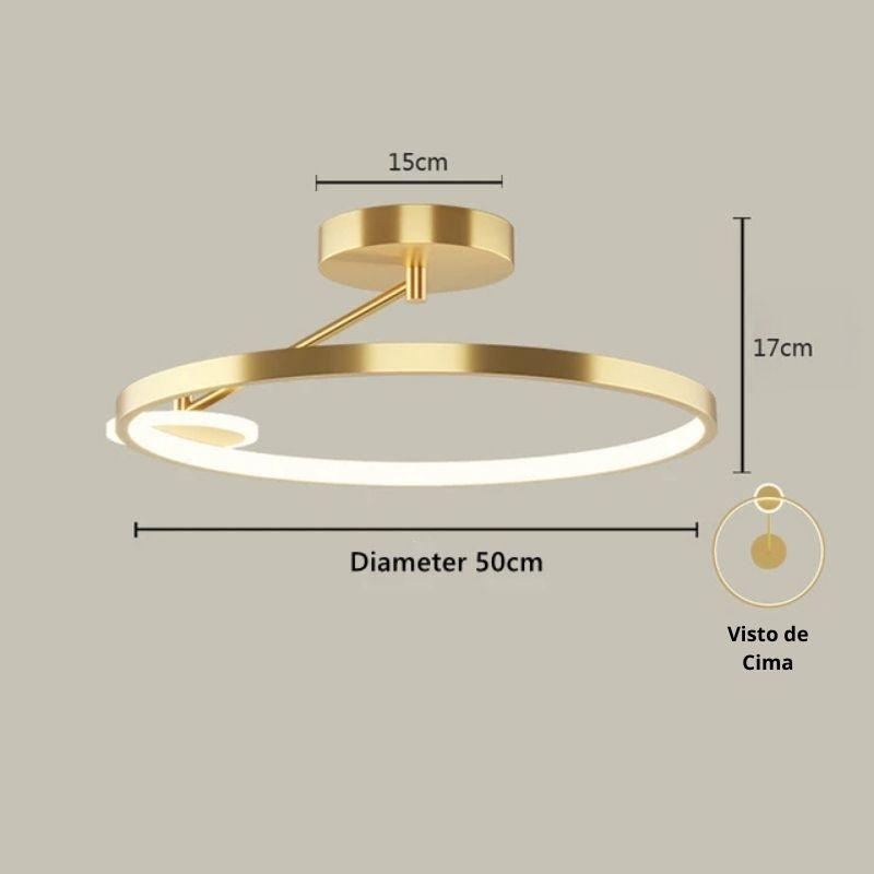 Luminária de Teto Plafon Moderno Circular Pendente Luxury LEDZ - Com Controle Remoto - 50cm