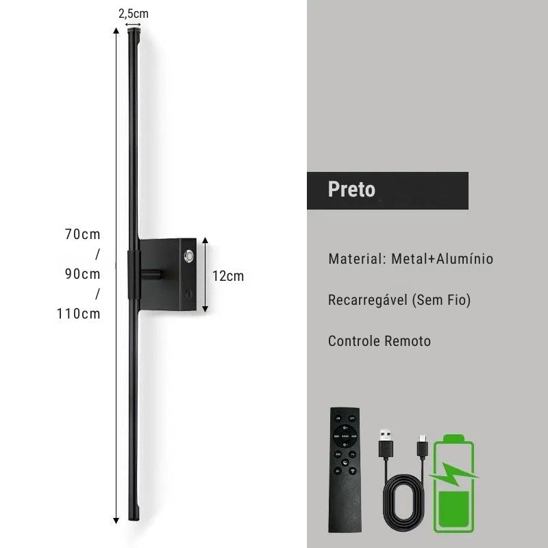 Luminária Arandela de Parede Sem Fio Recarregável Rotacionável Versa LEDZ