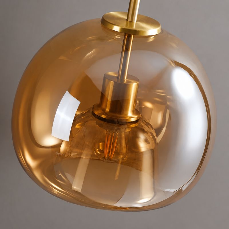 Lustre Luminária de Teto Plafon de Luxo com Cúpula de Vidro Monza LEDZ – Dourado - Âmbar / Preto – Fumê