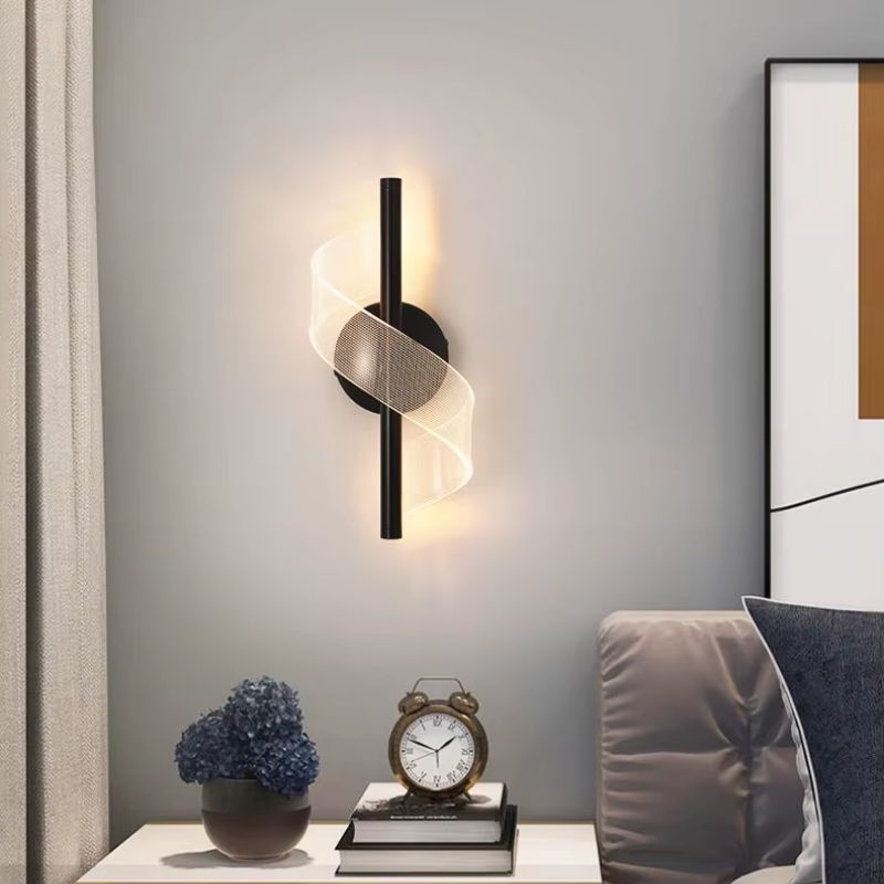 Luminária Arandela de Parede Espiral Acrílico LEDZ – Dourado/Preto
