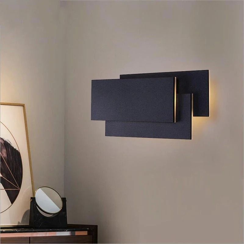 Luminária Arandela de Parede em Níveis Efeito 3D Monare LEDZ – Retangular/Circular - Preto/Branco