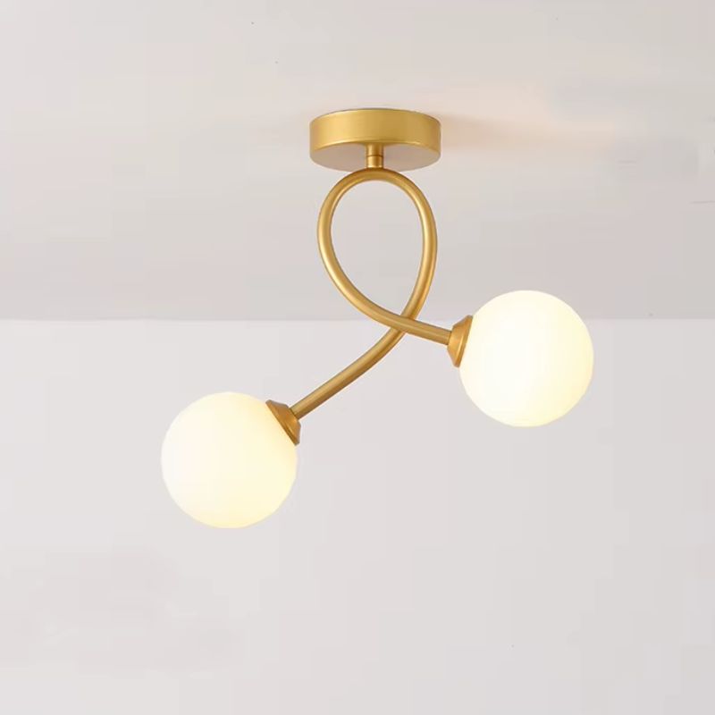 Luminária de Teto Plafon Jabuticaba 2 Globos Modena LEDZ – Dourado/Preto