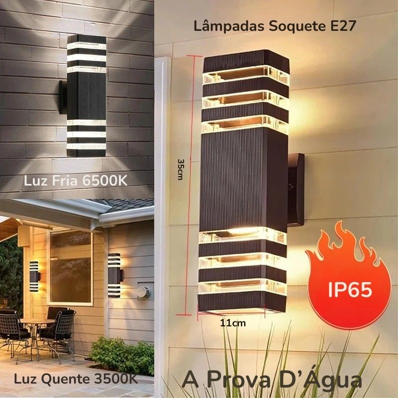 Luminária Arandela de Parede Externa à Prova D´Água IP65 Urban LED - 30cm/35cm