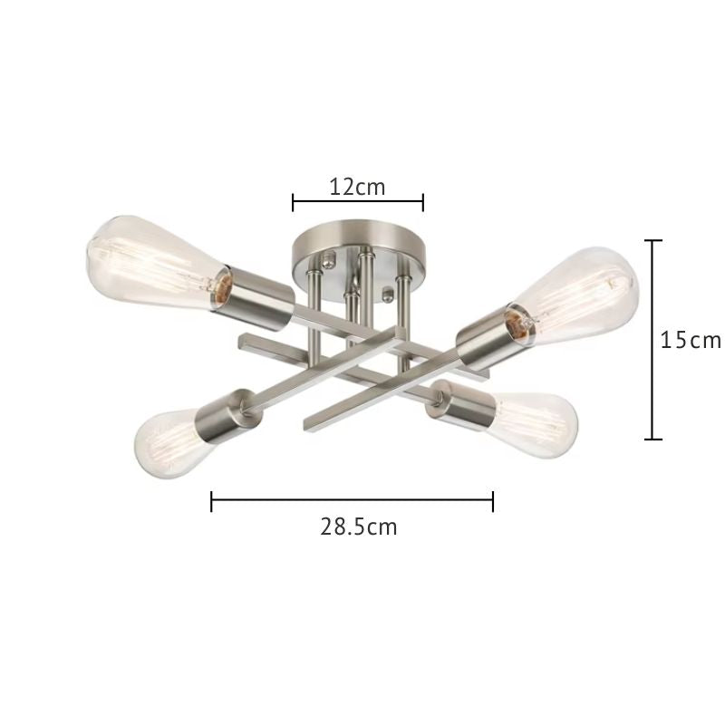 Lustre Luminária de Teto Plafon Nordico 4 Hastes Viggo LEDZ – Prata/Preto/Dourado