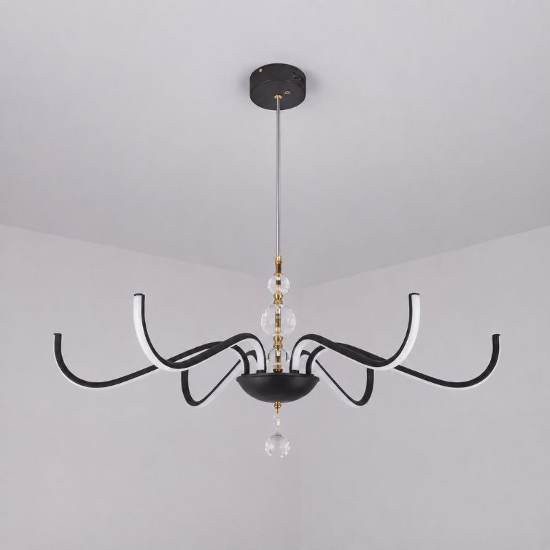 Lustre Pendente Escultural de Luxo Orgânico Opere Coroa LEDZ - Preto / Prata / Dourado