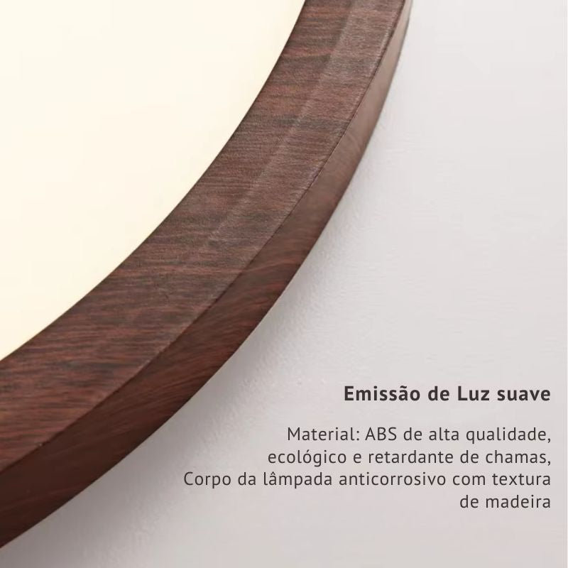 Luminária de Teto Plafon Ultra Slim LED – Circular – Textura Madeira Wall Nut – 30cm/40cm/50cm
