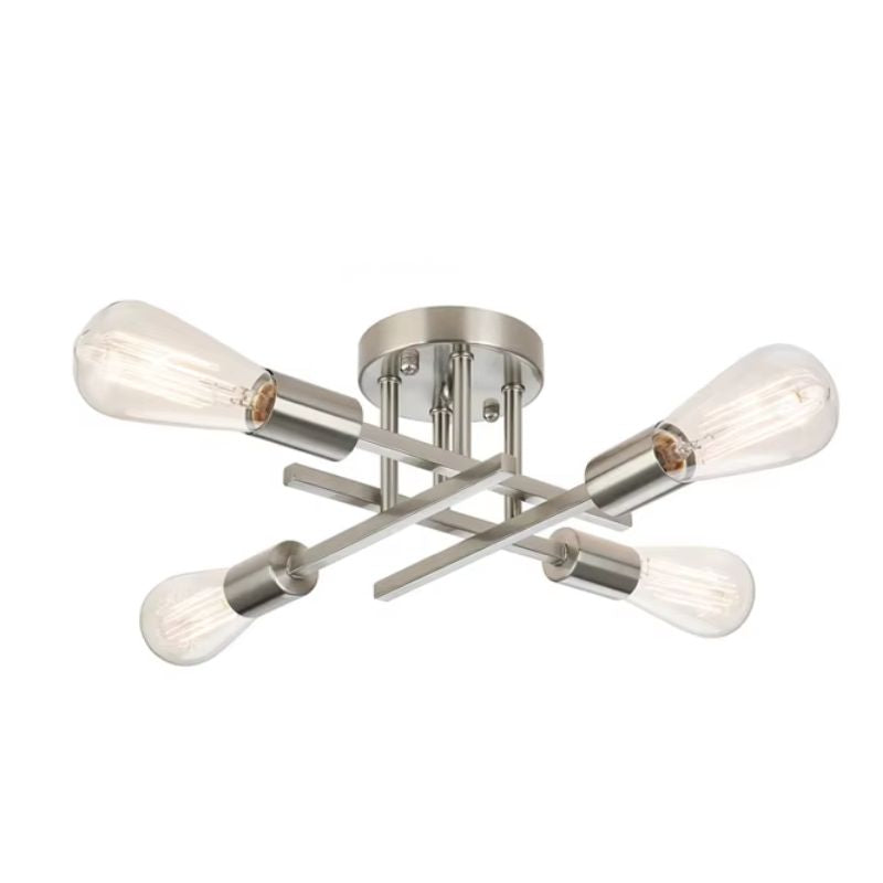 Lustre Luminária de Teto Plafon Nordico 4 Hastes Viggo LEDZ – Prata/Preto/Dourado