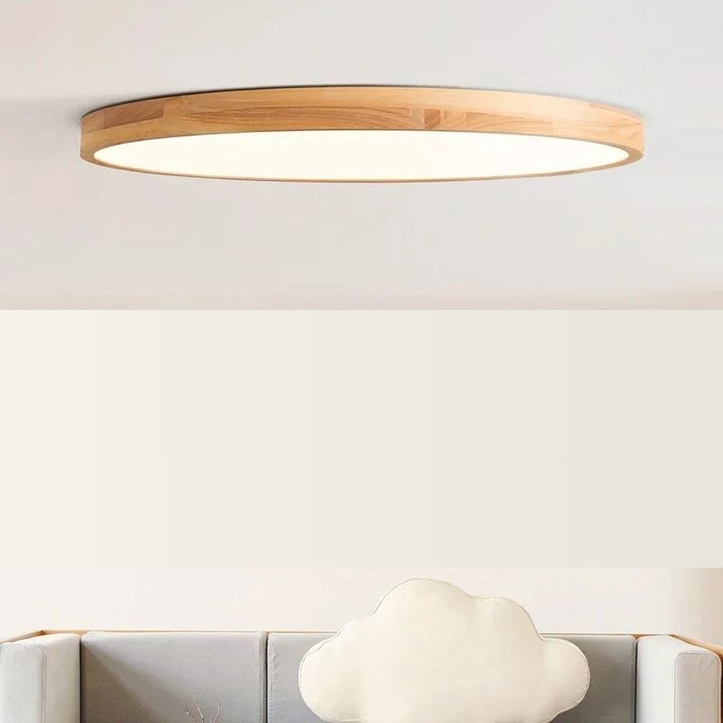 Luminária de Teto Plafon Ultra Slim Led - Circular - Cor Madeira