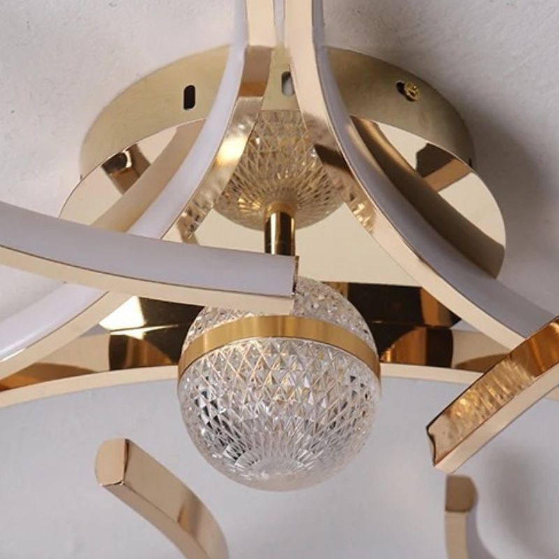 Lustre Luminária de Teto Plafon de Luxo Fiorenza LEDZ - Dourado/Prata/Preto - 60cm