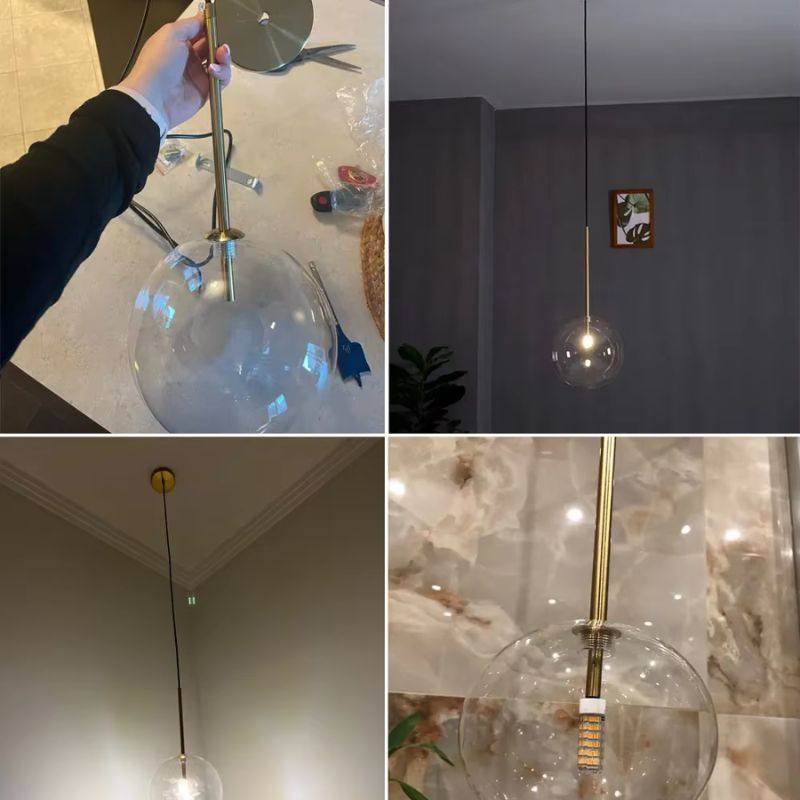 Lustre Pendente Design Italiano Vetro Chiaro LED