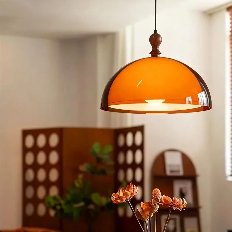 Lustre Pendente com Braço Articulado Estilo Bauhaus Dessau LEDZ – Âmbar Translúcido 35cm