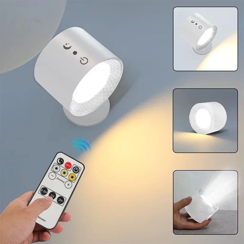 Luminária Arandela de Parede Sem Fio Com Controle Remoto Recarregável Para Decoração/Quadros/Espelhos Lexys LEDZ – Preto/Branco