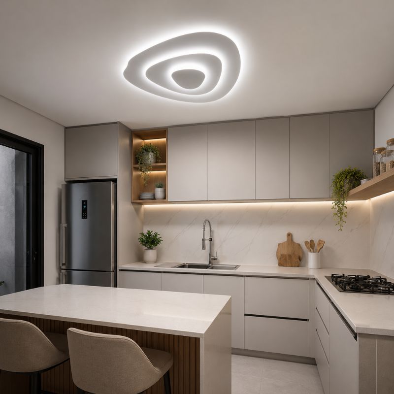 Lustre Luminária de Teto Plafon Minimalista Orgânico Concetto LEDZ - 40cm/50cm/60cm