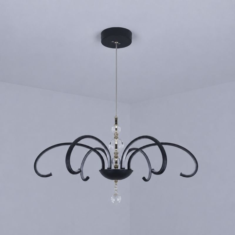 Lustre Pendente Escultural de Luxo Orgânico Opere Cascata LEDZ - Preto / Prata / Dourado