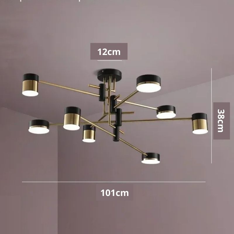 Lustre Pendente Moderno Geométrico Advantage Led - Preto e Dourado