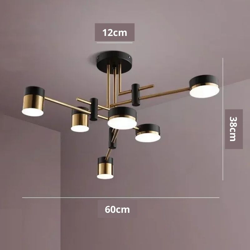 Lustre Pendente Moderno Geométrico Advantage Led - Preto e Dourado