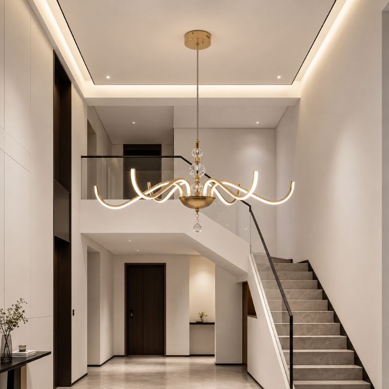 Lustre Pendente Escultural de Luxo Orgânico Opere Coroa LEDZ - Preto / Prata / Dourado