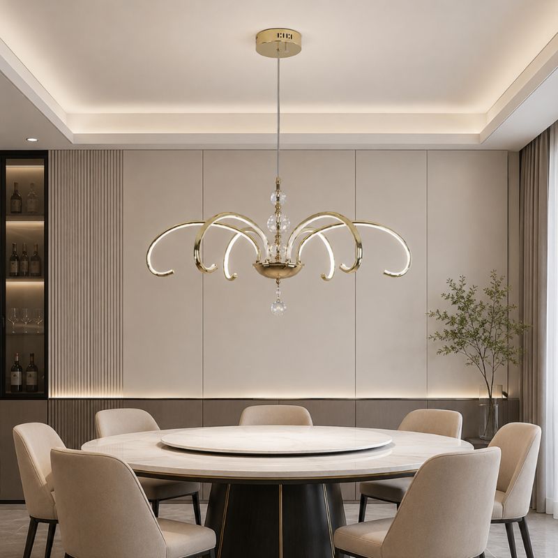Lustre Pendente Escultural de Luxo Orgânico Opere Cascata LEDZ - Preto / Prata / Dourado