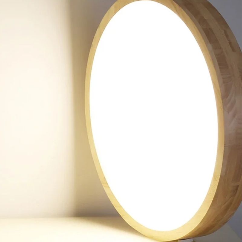 Luminária de Teto Plafon Ultra Slim Led - Circular - Cor Madeira