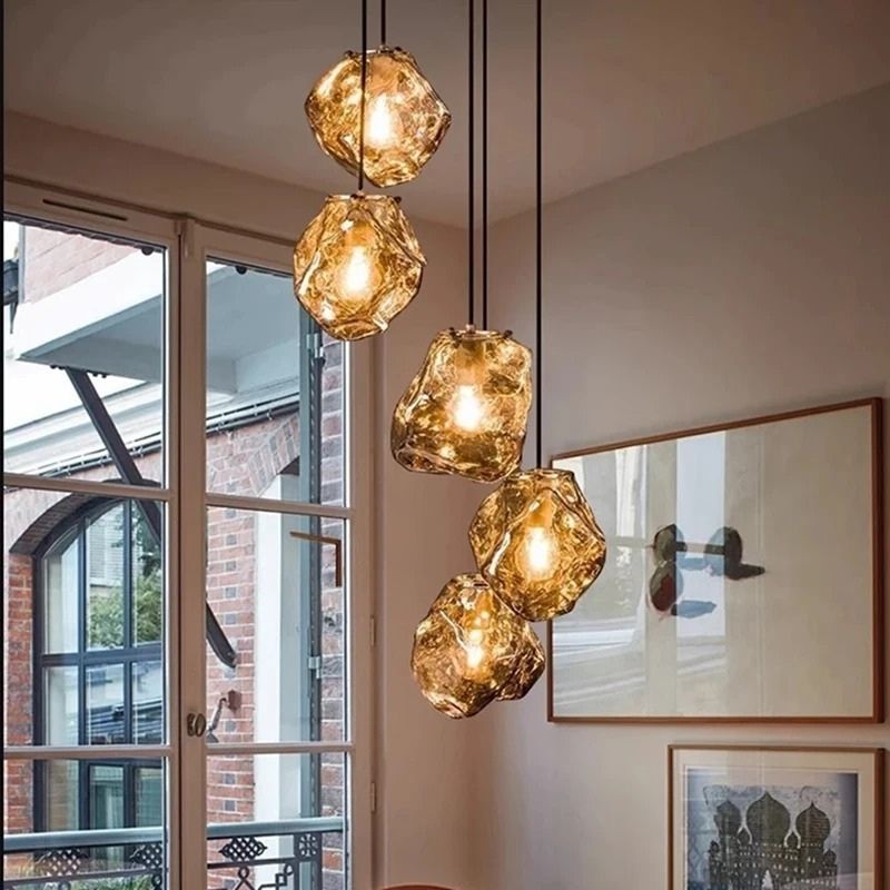 Lustre Pendente Minimalista Orgânico Torino LEDZ – Vidro – Transparente/Âmbar/Fumê – 15cm/22cm