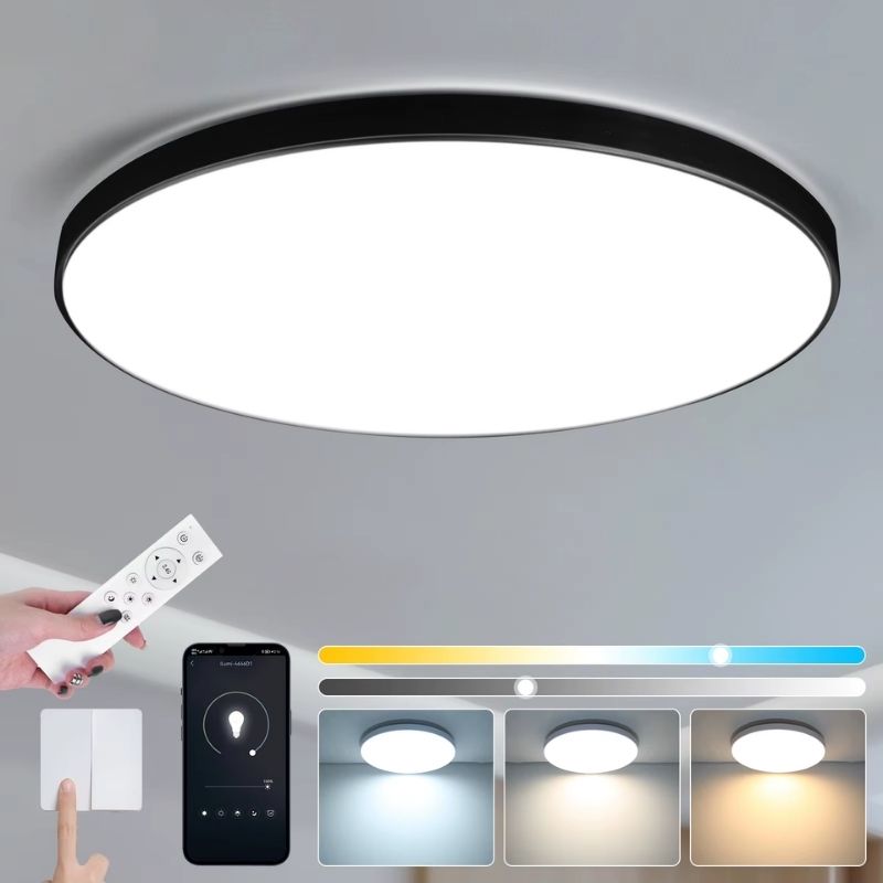 Luminária de Teto Plafon Ultra Slim LED - Com Controle Remoto, App de Celular - 22cm/30cm/40cm