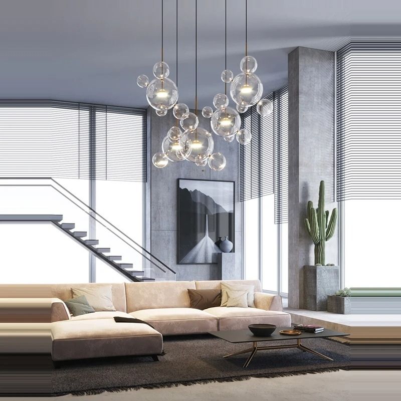 Lustre Pendente Design Italiano Vetro a Bolle Led - 1 Bolha / 4 Bolhas / 6 Bolhas