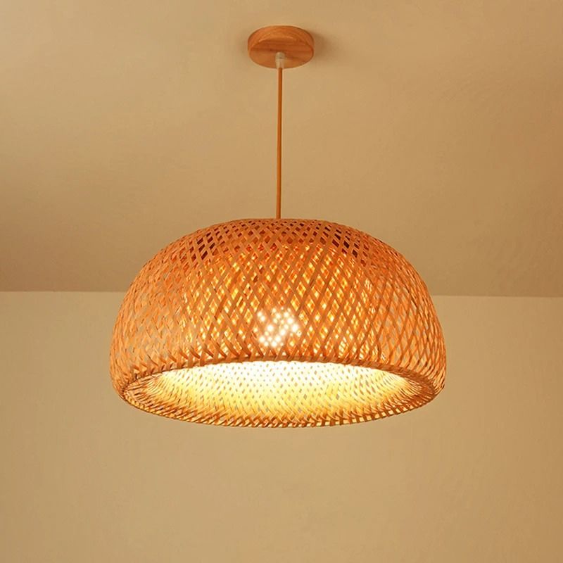 Lustre Pendente Estilo Japonês Wabi Sabi Bambu Artesanal - Takumi Led