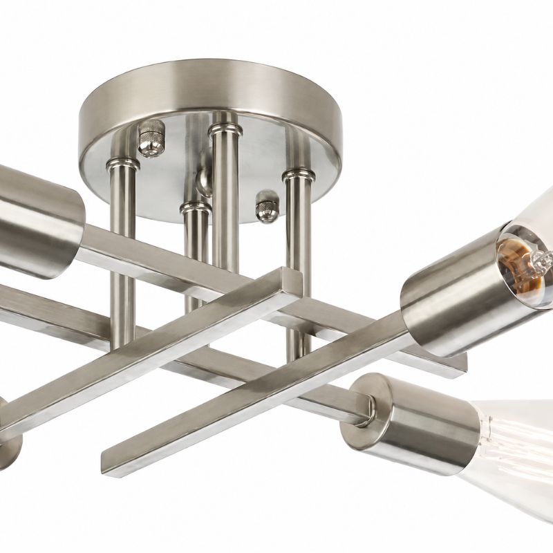Lustre Luminária de Teto Plafon Nordico 4 Hastes Viggo LEDZ – Prata/Preto/Dourado