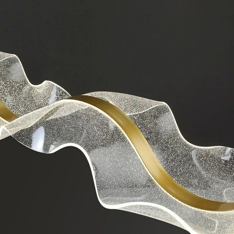 Lustre Pendente de Luxo Ondas em Efeito Cristal LEDZ - 80cm - Preto ou Dourado