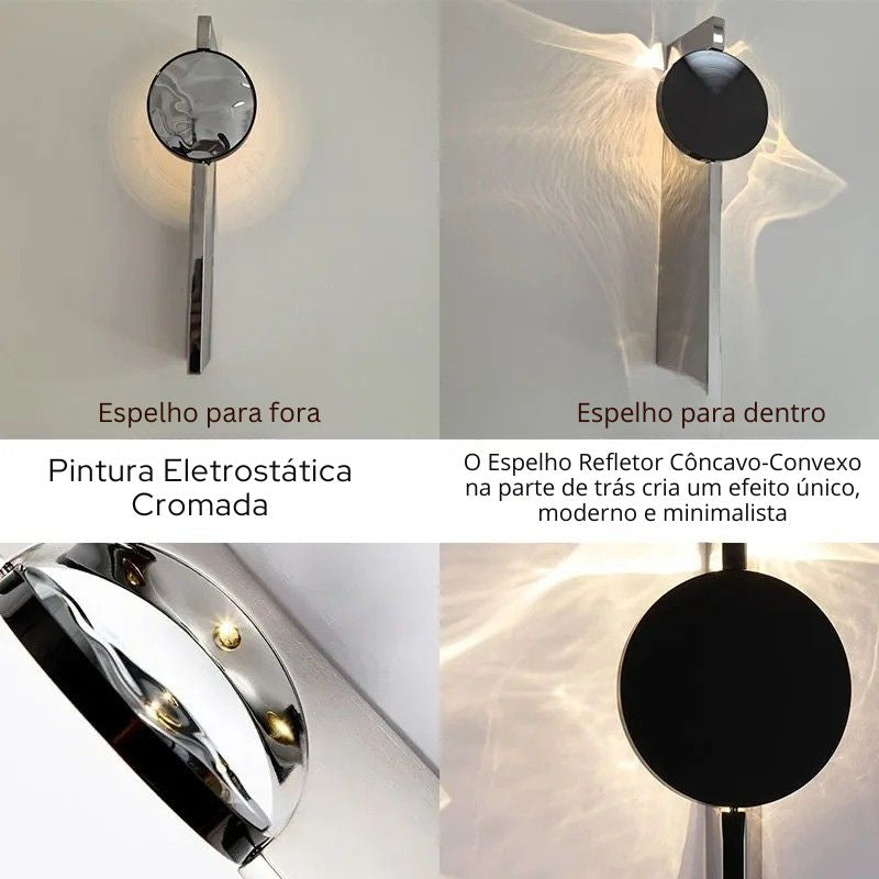 Luminária Arandela de Parede Moderna com Foco Direcionável Vicenza LEDZ – Prata Cromado – 1 Foco / 2 Focos
