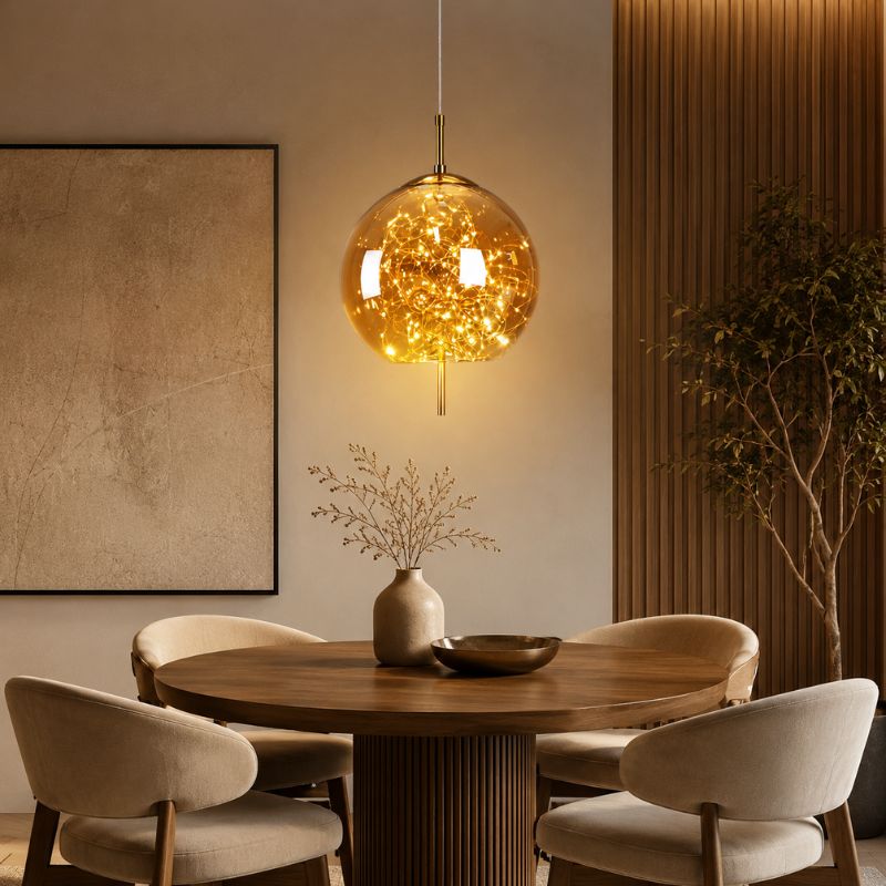 Lustre Pendente de Luxo Design Italiano Fio de Fada Vivare LEDZ – Fumê / Âmbar