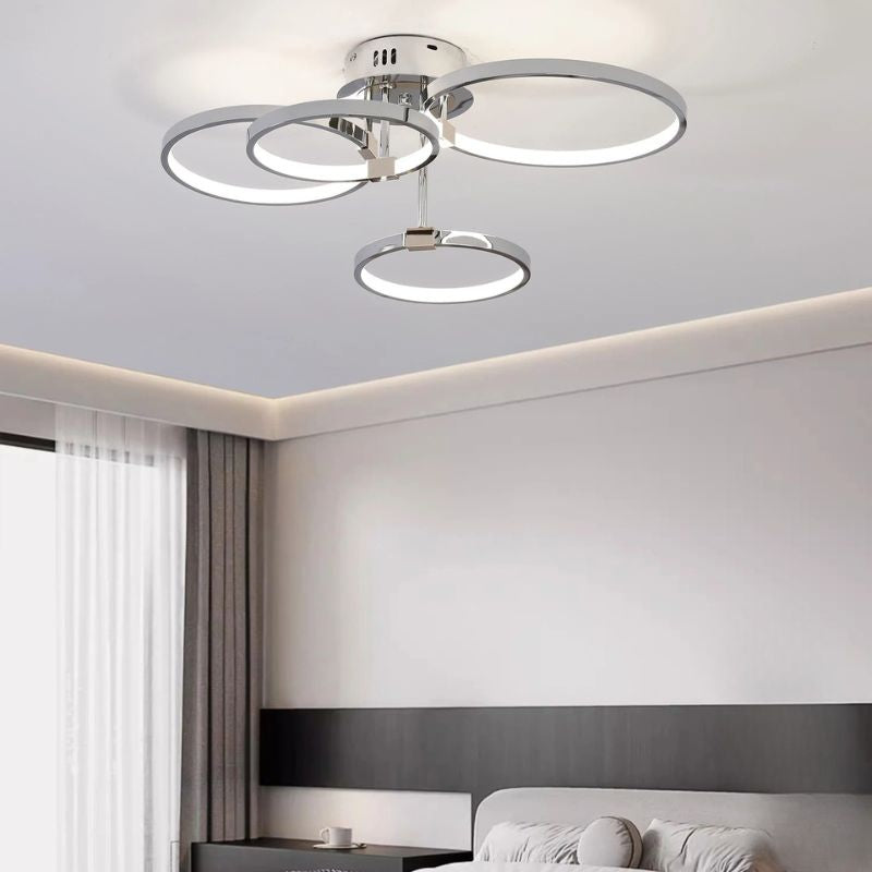 Lustre Luminária de Teto Circular Minimalista Com Controle Remoto e App de Celular Livorno LEDZ – Dourado / Prata / Preto – 61cm / 80cm