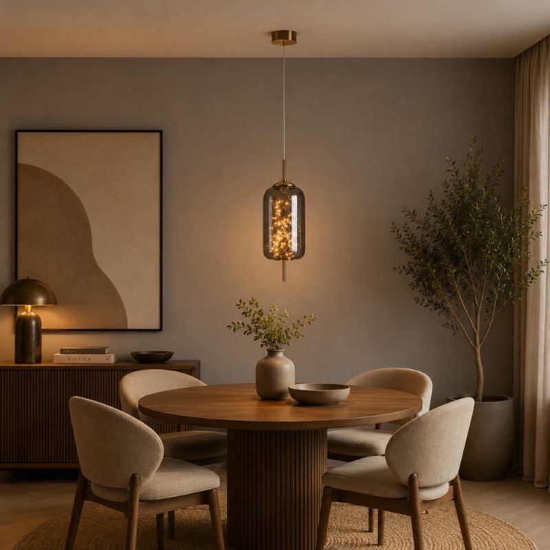 Lustre Pendente de Luxo Design Italiano Fio de Fada Vivare LEDZ – Fumê / Âmbar