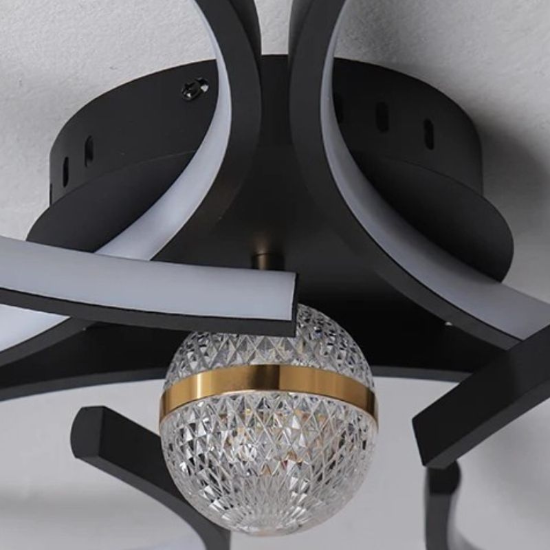 Lustre Luminária de Teto Plafon de Luxo Fiorenza LEDZ - Dourado/Prata/Preto - 60cm