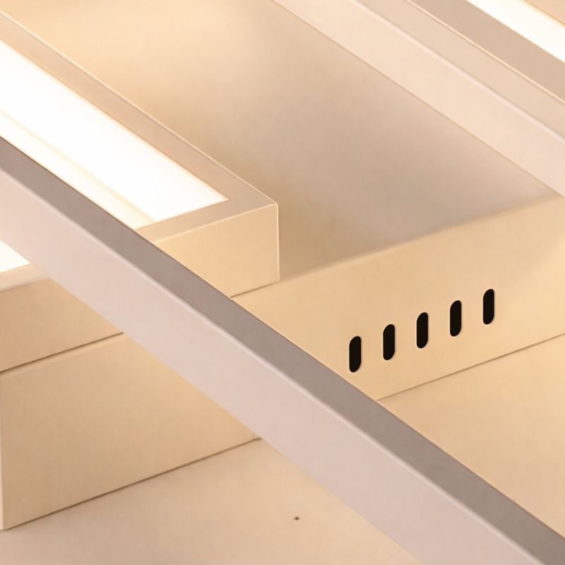 Lustre Luminária de Teto Geométrico Retangular Minimalista Com Controle Remoto e App de Celular – Preto/Branco/Dourado – 60cm/78cm