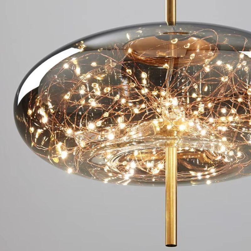 Lustre Pendente de Luxo Design Italiano Fio de Fada Vivare LEDZ – Fumê / Âmbar