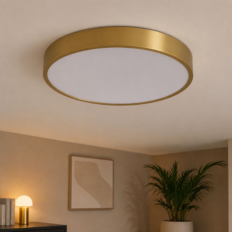 Luminária de Teto Plafon Slim Circular em Cobre Escovado Turim LEDZ – 20cm/30cm/40cm/50cm