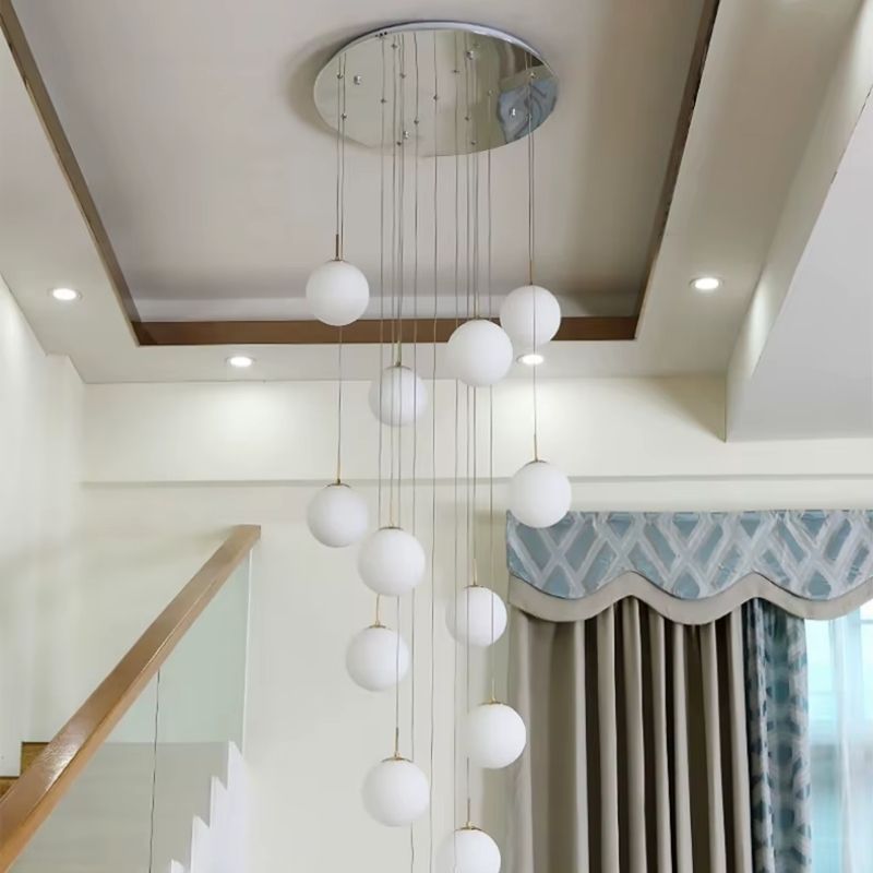 Lustre Pendente de Luxo para Pé-Direito Duplo Globos Estilo Clássico LEDZ - Dourado/Prata – 6 Globos / 9 Globos / 12 Globos / 18 Globos / 24 Globos