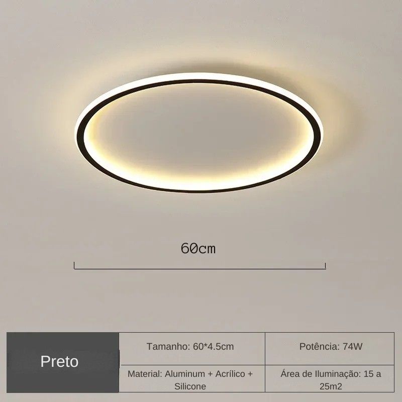 Luminária de Teto Plafon Circular Slim Led - 20cm/30cm/40cm/50cm/60cm/80cm